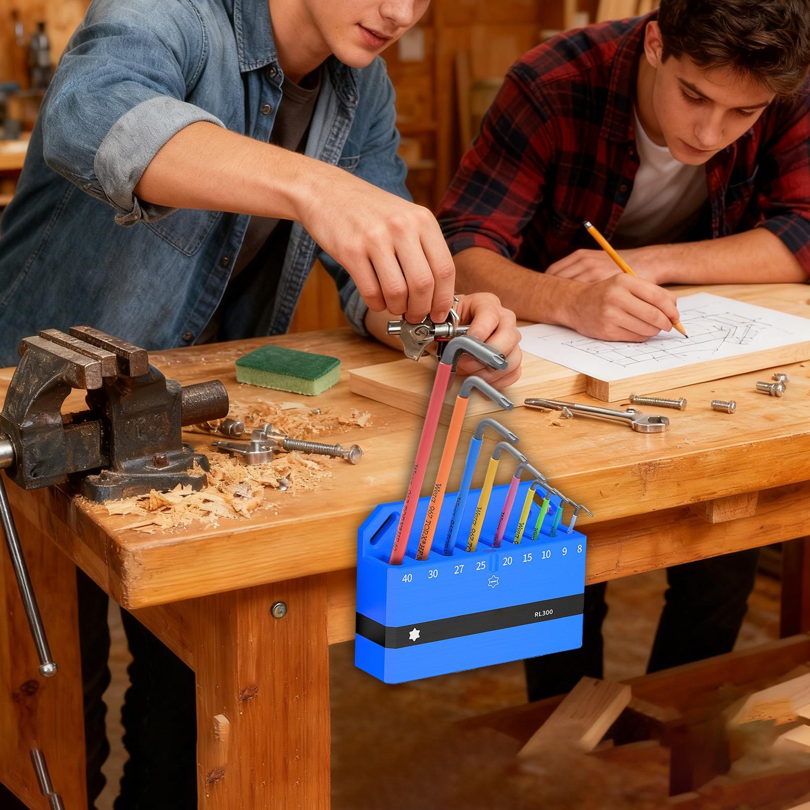 Workshop Tools Display - ที่เก็บประแจแบบแม่เหล็ก ชั้นวางเครื่องมือติดผนัง สำหรับจัดเก็บประแจหกเหลี่ยม ซ่อมจักรยาน จัดระเบียบเครื่องมือ โชว์ในโรงรถหรือห้องทำงาน