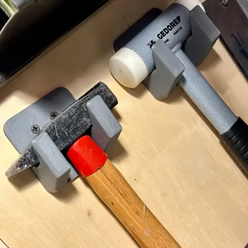 Workshop Tools Pictures - 1 ชิ้น ชั้นวางเก็บค้อนแบบติดผนัง ชั้นวางเก็บเครื่องมือในโรงงาน ชั้นวางเก็บค้อนพลาสติกสีดำทนทาน อุปกรณ์เสริมภายในบ้าน